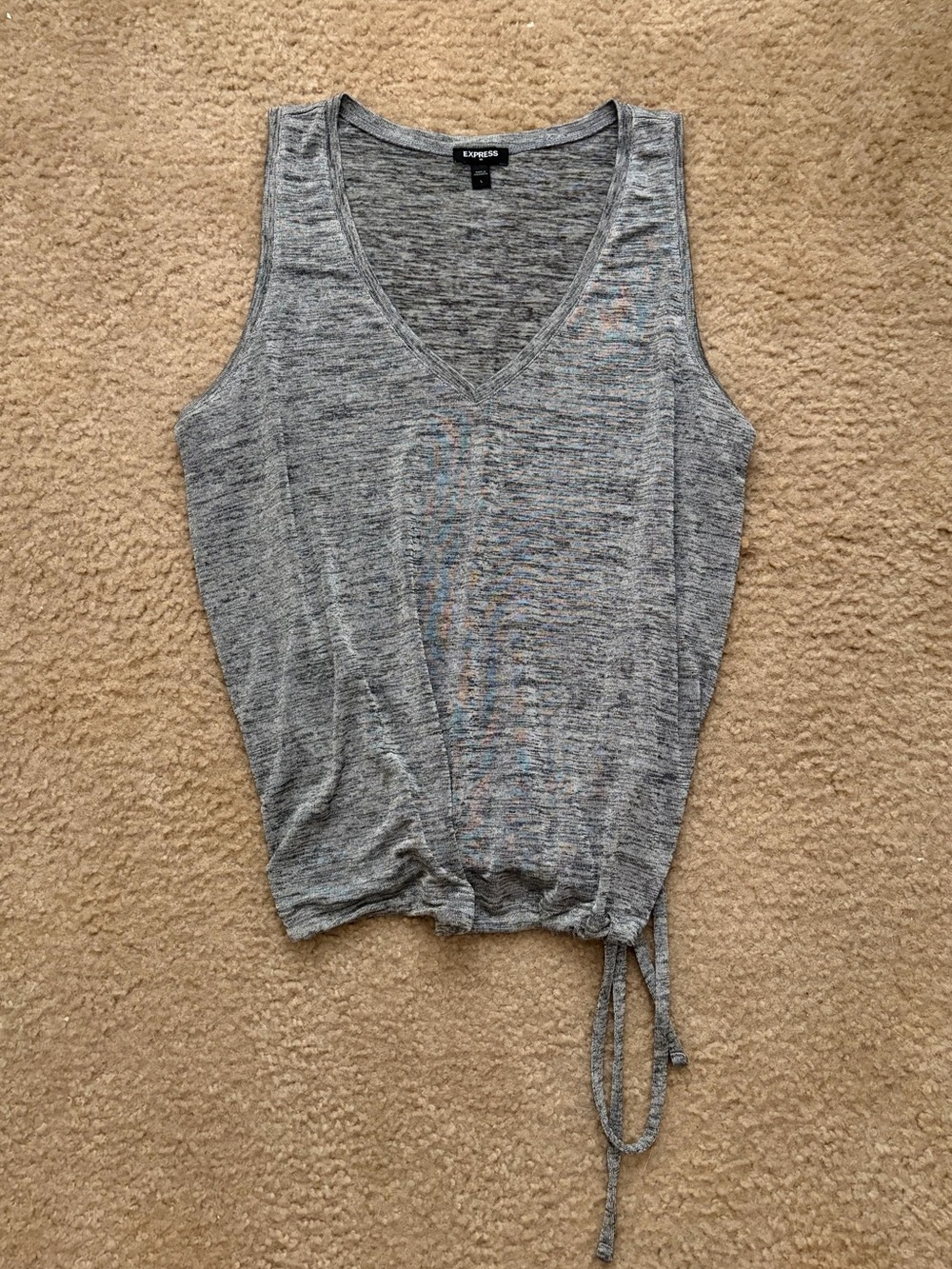 Express Heather Gray V-Neck Tie-Hem Tank